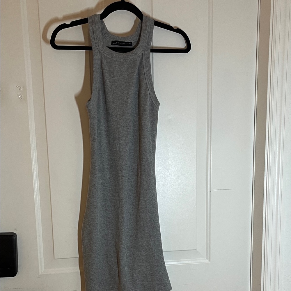 Signature8 Gray Sleeveless Midi Bodycon Dress